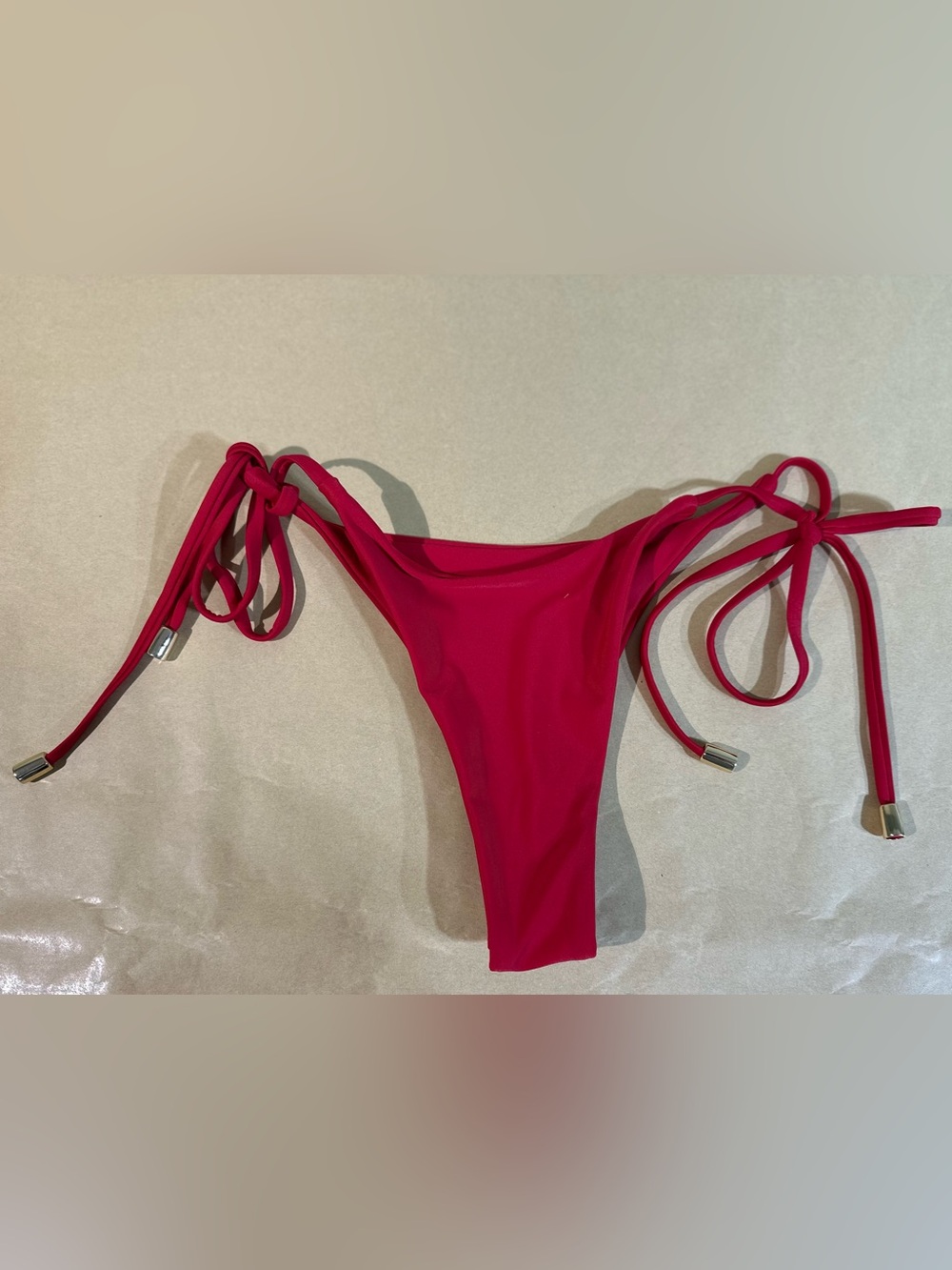 NWOT Quince Italian Adjustable Side-Tie Bikini Bottom cherry red XS